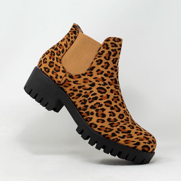 Women's Chelsea Boots Elastic Chunky Block Heel Platform Lug Sole Ankle Booties - Picture 4 of 5